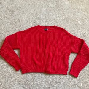 Red cropped sweater, worn once.